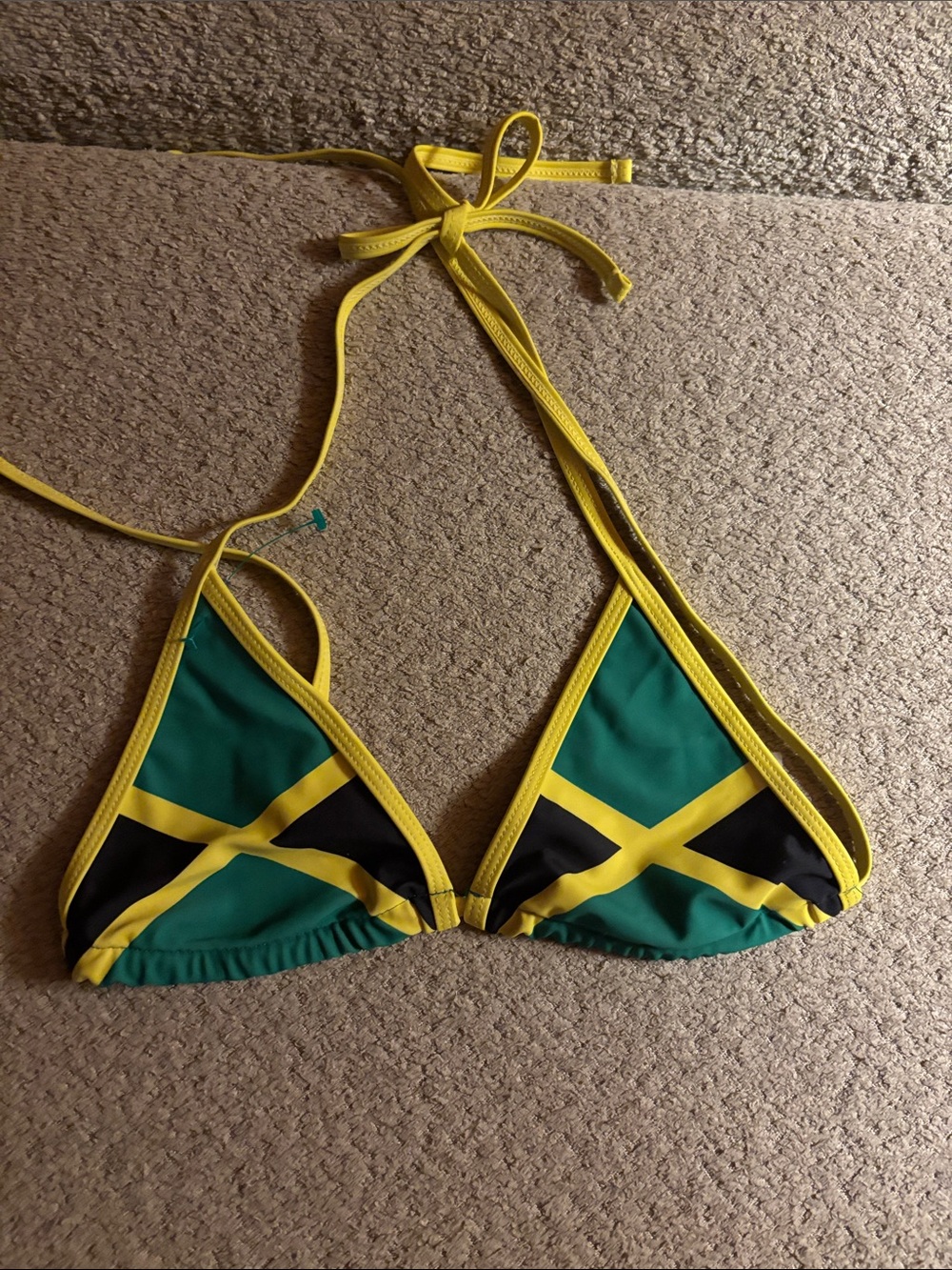 Triangle Bikini Top in Green and Yellow - Women Swim